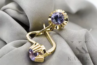 Обеци Винтидж крафт Александрит 14K жълто злато vec027y